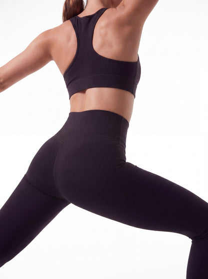 Soft high-waisted push-up black leggings